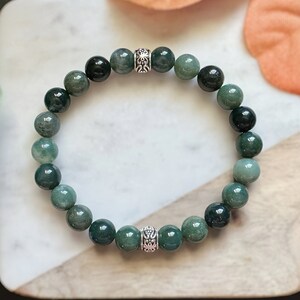 8mm Moss Agate Bracelet l Grade AAA Natural Moss Agate | Emotional Balance | New Beginning | Wealth and Abundance | Healing