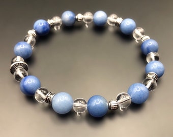 Blue Aventurine & Clear Quartz Bracelet | Grade AAA, Healing Crystals