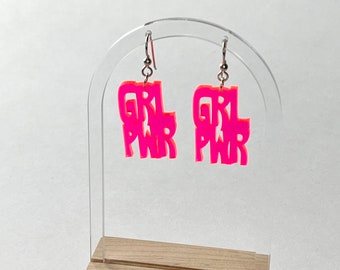 Girl Power Pink Acrylic Earrings, GRL PWR Earrings