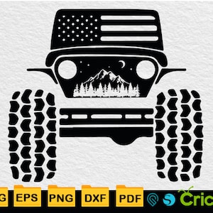American Offroad Svg, USA Flag 4x4 Forest Svg, US Offroad Amarican Flag Cricut , 4x4 Offroad Clip art, Silhouette Cut Files