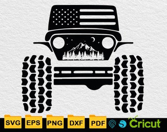 American Offroad Svg, USA Flag 4x4 Forest Svg, US Offroad Amarican Flag Cricut , 4x4 Offroad Clip art, Silhouette Cut Files