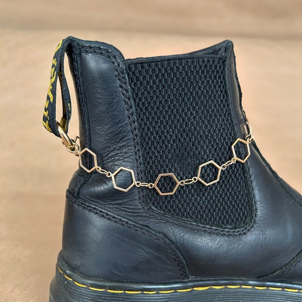 Gold Hexagon Chain Boot Charms Doc Marten