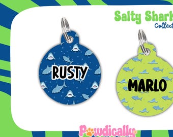Shark Dog Name Tag Summer Dog Tag Pet Pink ID Tag Custom Dog Tag Personalized Pet Tag Dog Boy Tag Double Sided Pet ID Tag Gift Idea for Pets
