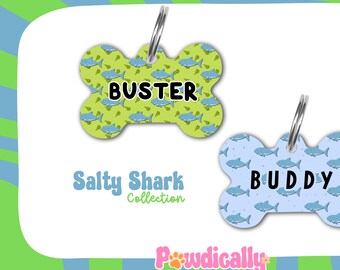 Shark Dog Name Tag Summer Dog Tag Pet Blue ID Tag Custom Dog Tag Personalized Pet Tag Dog Boy Tag Double Sided Pet ID Tag Gift Idea for Pets
