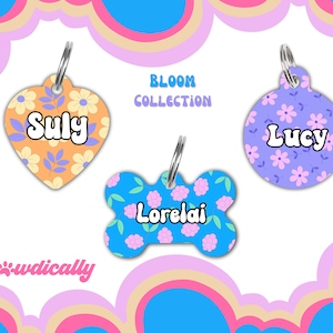 Name Tag for Pet ID Tag Dog Tag Pet ID Tag Custom Dog Tag Personalized Pet Tag Trendy Dog Tag Cute Dog Tag Gift for Dog Tag Flower Dog Tag