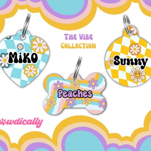 Pet ID Tag Dog Tag Pet Name Tag Custom Dog Tag Personalized Pet Tag Trendy Dog Tag Cute Dog Tag Retro Dog Tag Flower Dog Tag for Collar