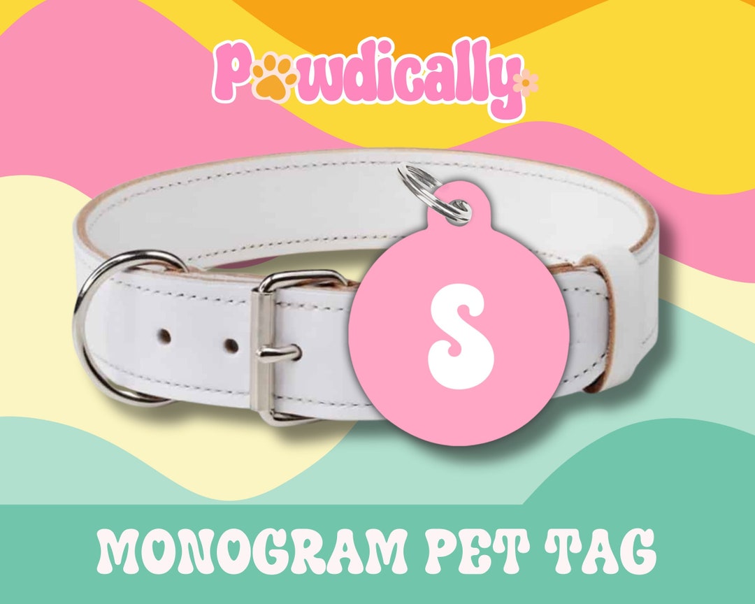 Monogram Dog ID Tag Custom First Letter Pet Tag Personalized Colorful