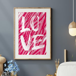Love Wall Art Modern Maximalist Y2K Pink Printable Design Digital Download
