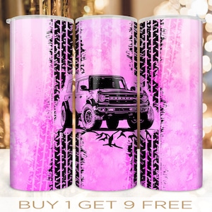 20 Unzen Skinny Tumbler Wrap Off-Road-Auto Pink Design Sublimation Gerade und verzogen Nahtlose PNG Digitaler Download
