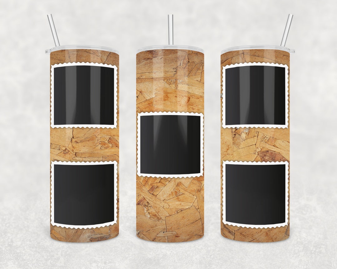 20 Oz Skinny Photo Frame Tumbler Wrap Faux Wood Design Etsy