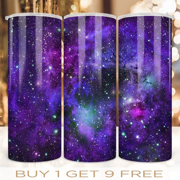 20 oz Skinny Tumbler Wrap Galaxy Milky Way Design Sublimation Straight and Warped Seamless Design PNG Bundle Digital Download