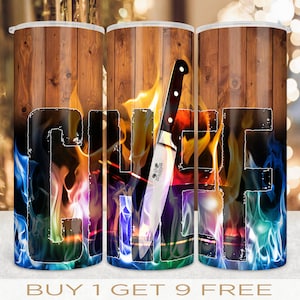 20 oz Skinny Bundle Tumbler Wrap Chef Design Straight and Warped Seamless Design PNG Digital Download