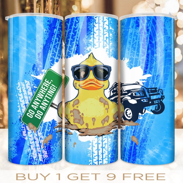 20 Unzen Skinny Tumbler Wrap Off-Road-Auto-lustige Ente Design Gerade und verzogenes Nahtloses Design Digital Download