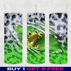 20 Oz Skinny Tumbler Wrap Cute Frog Glitter Green Grey Design - Etsy