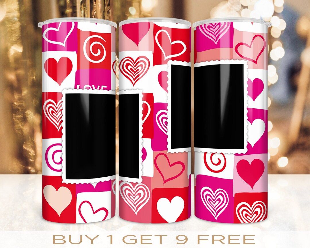 20 Oz Skinny Photo Frame Tumbler Wrap Valentine's Day Love Design