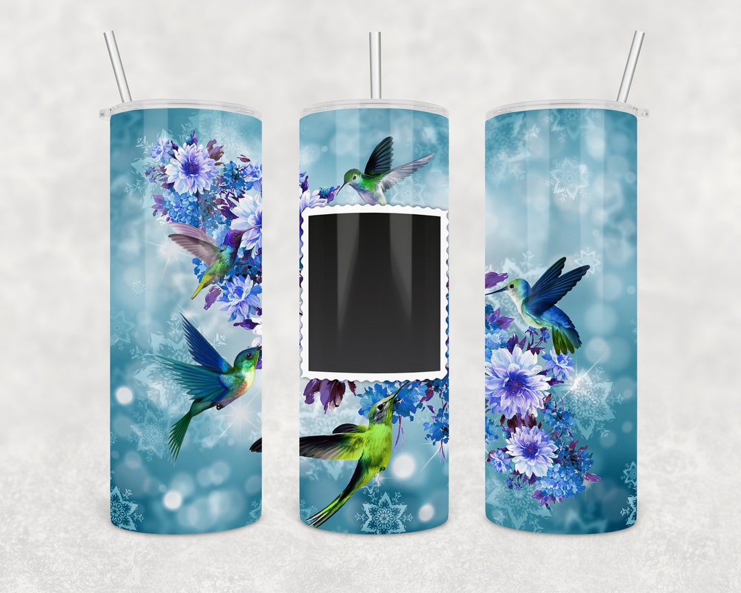 20 Oz Skinny Photo Frame Tumbler Wrap Hummingbirds Flowers Etsy
