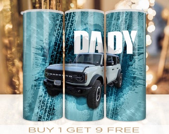 20 oz Skinny Tumbler Wrap Dady Offroad Car Design Sublimation Straight and Warped Seamless Design PNG Digital Download