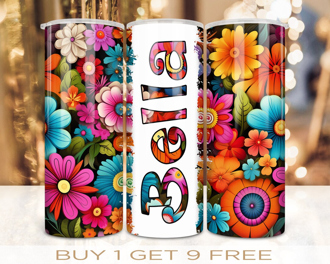 Add Your Own Name Floral Tumbler Wrap 20 Oz Skinny Design Sublimation ...