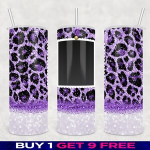 20 Oz Skinny Photo Frame Tumbler Wrap Glitter Leopard Purple - Etsy