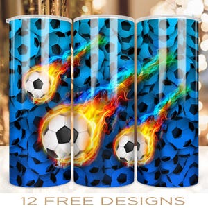 20 oz Skinny Tumbler Wrap Soccer Football Ball Design PNG Digital Download