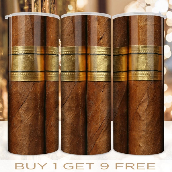 20 oz Skinny Tumbler Wrap Cigars Design Straight and Warped Seamless Design PNG Digital Download