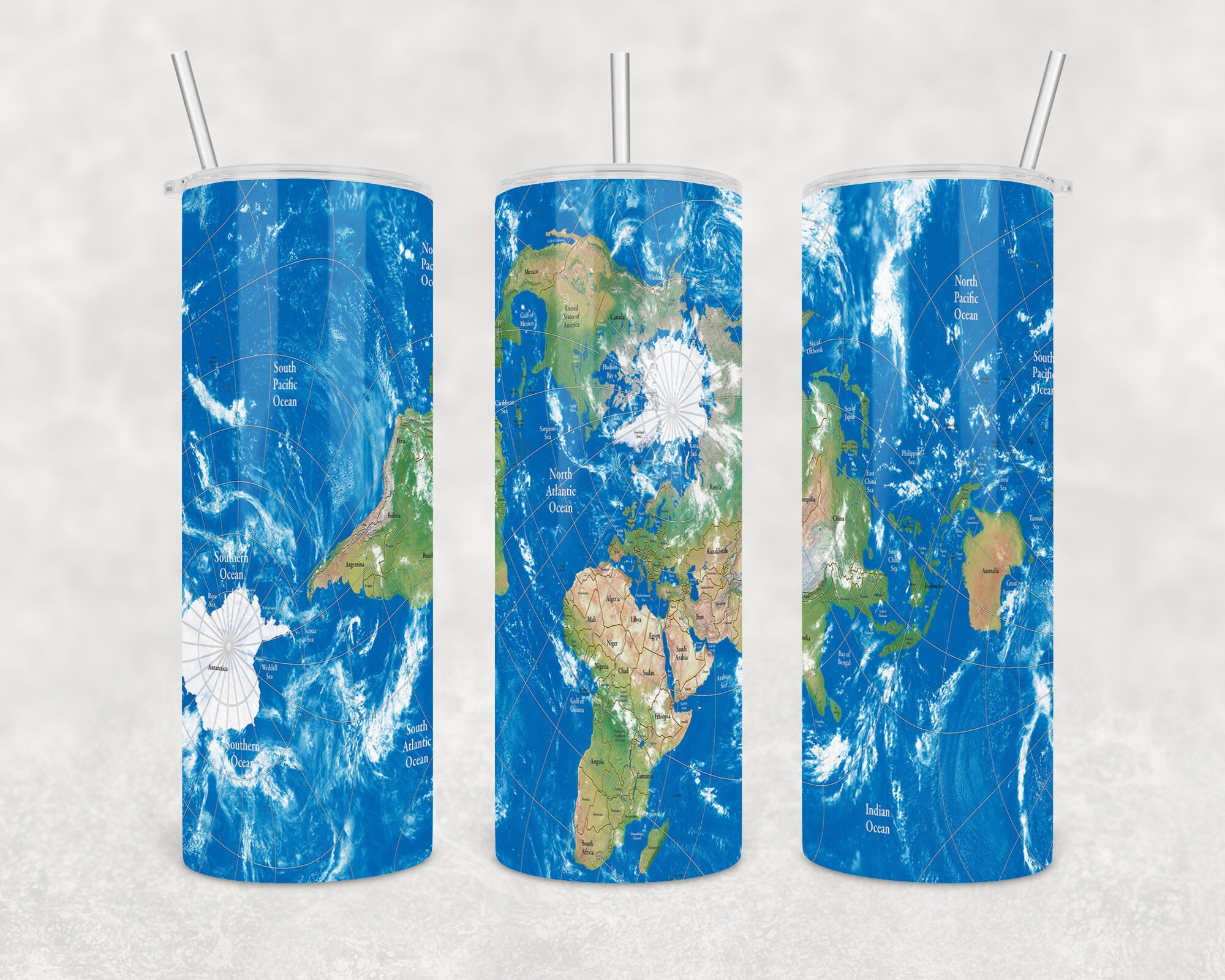 20 Oz Skinny Tumbler Wrap World Map Design Sublimation Tumbler Etsy UK