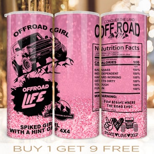 20 oz Skinny Tumbler Wrap Funny Off Road Girl Design Sublimation Straight and Warped Seamless PNG Digital Download