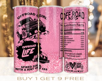 Off Road Girl Tumbler Wrap, Funny 4x4 Design (PNG Digital Download)