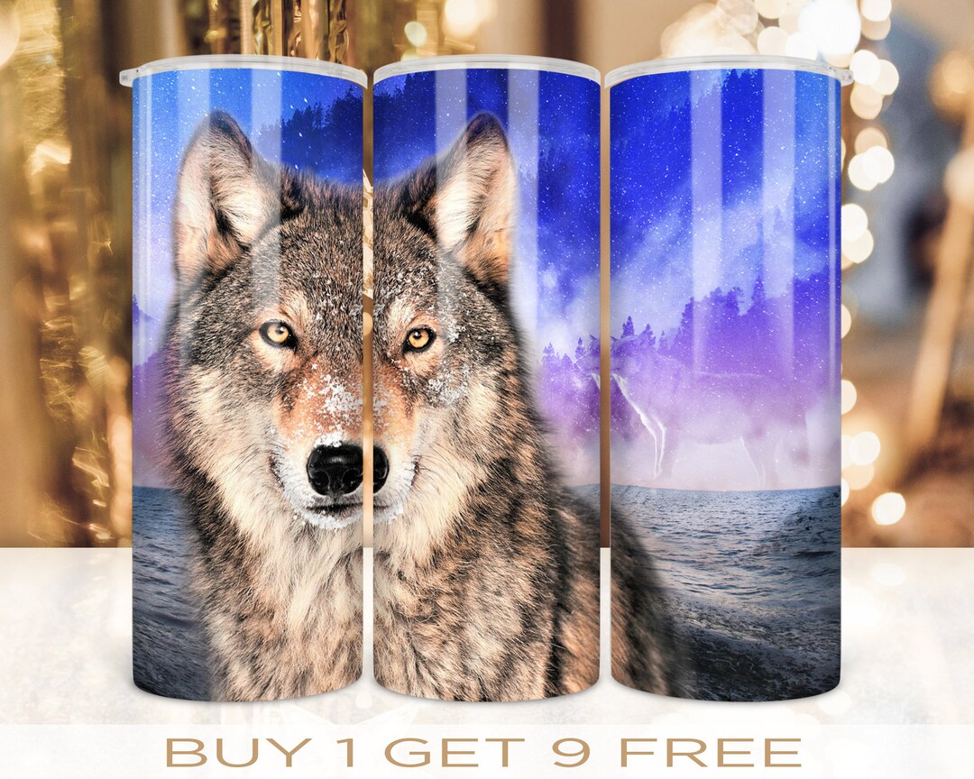 20 Oz Skinny Tumbler Wrap Wolf Design Sublimation Tumbler Seamless ...