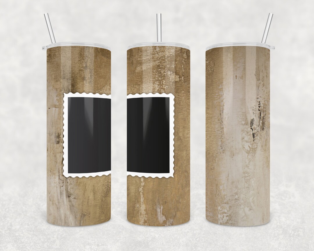 20 Oz Skinny Photo Frame Tumbler Wrap Faux Wood Design Etsy