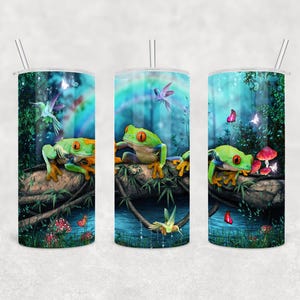 15 oz Tumbler Wrap Cute Frogs in the Jungle Design Sublimation PNG Digital Download