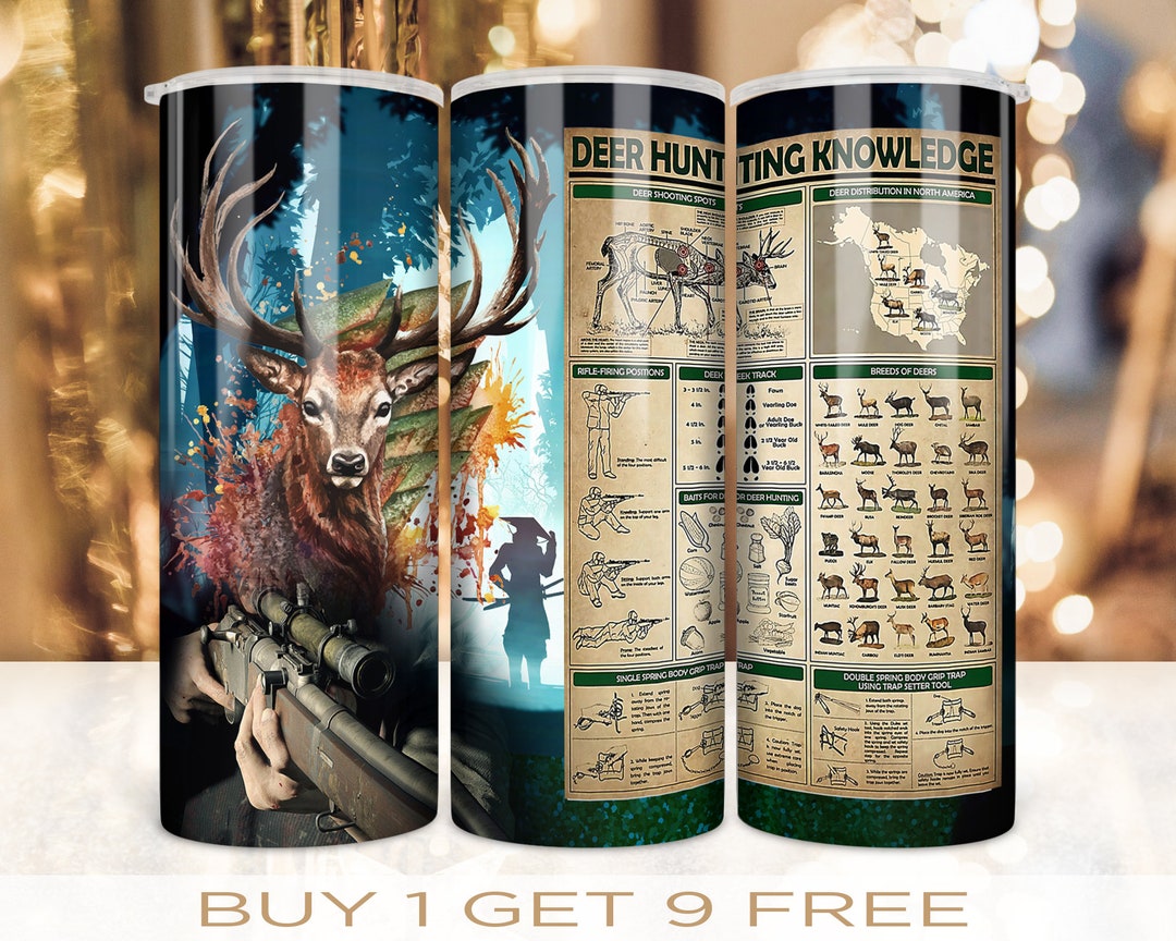 20 Oz Skinny Tumbler Wrap Deer Hunting Knowledge Design Straight and ...