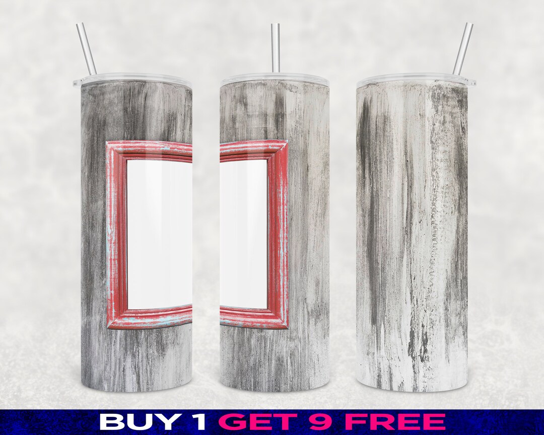 20 Oz Skinny Photo Frame Tumbler Wrap Vintage Faux Wood Design Etsy