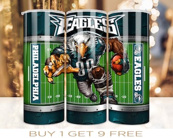 Football Tumbler Wrap 20 oz Skinny Eagles Diseño PNG Descarga digital