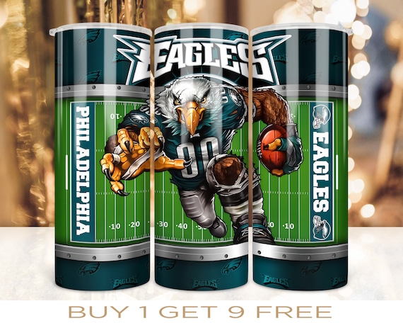 Football Tumbler Wrap 20 oz Skinny Eagles Design PNG Digital Download