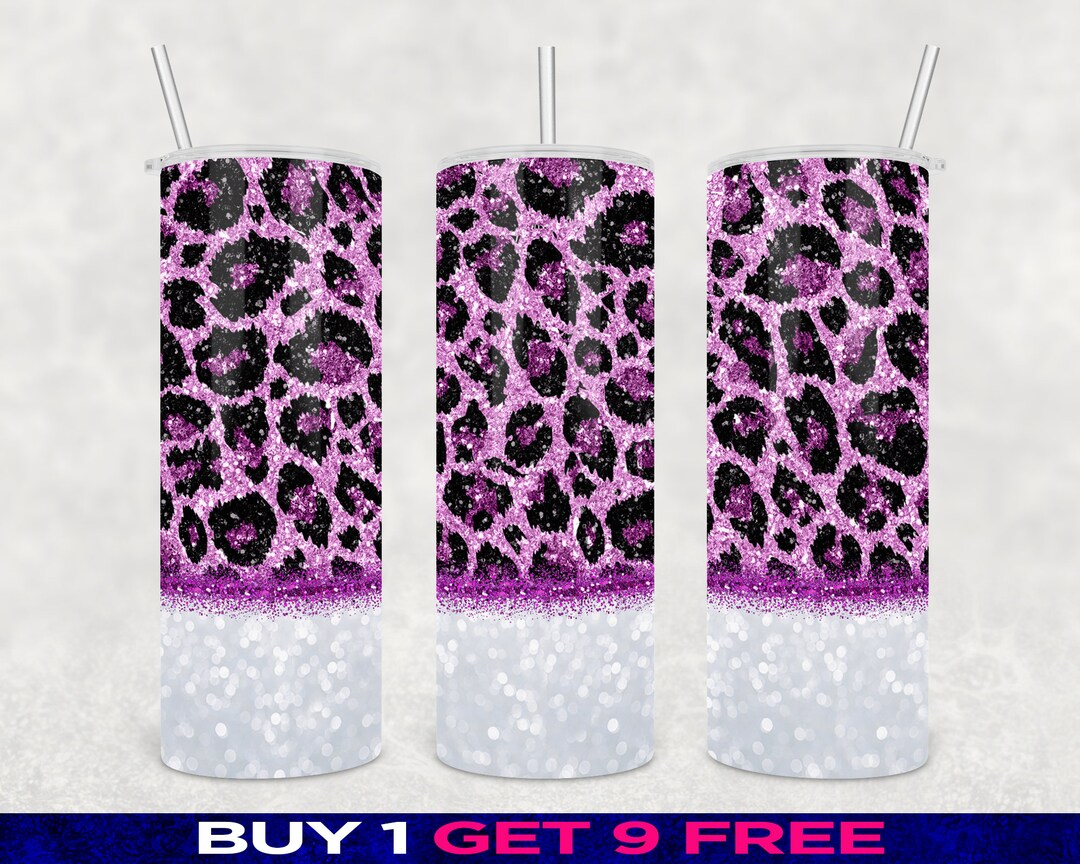 20 Oz Skinny Tumbler Wrap Pink Leopard Glitter Design - Etsy