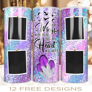 Memorial Photo Tumbler Wrap 20 oz Skinny Glitter Design Sublimation PNG Digital Download