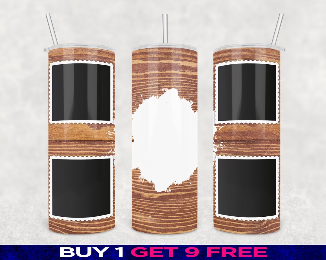 20 Oz Skinny Photo Frame Tumbler Wrap Faux Wood Pattern Brown Etsy