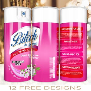 20 oz Skinny Funny Tumbler Wrap Bitch Pink Design Sublimation PNG Digital Download