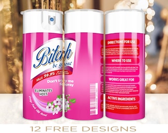 20 oz Skinny Funny Tumbler Wrap Bitch Pink Design Sublimation PNG Digital Download