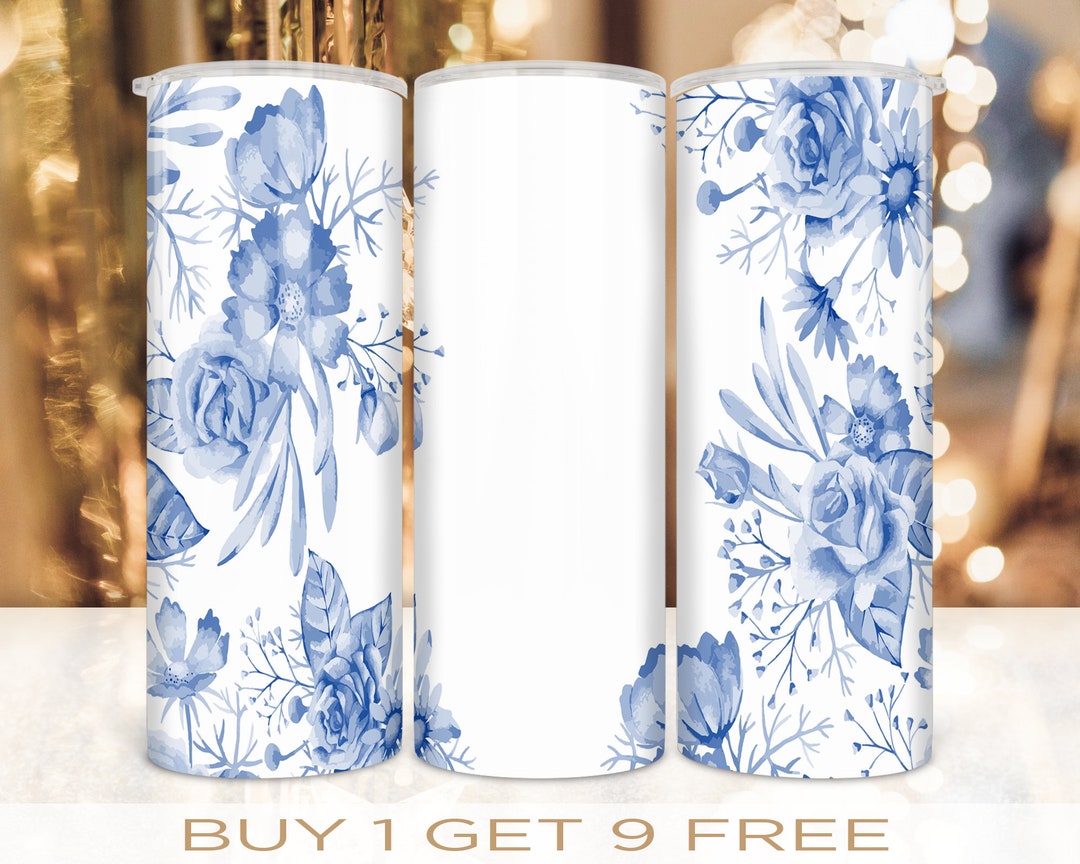 Add Your Own Name 20 Oz Skinny Custom Tumbler Wrap Flowers Template ...