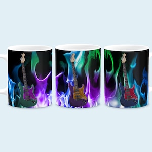 11 oz Mug Cup Wrap Guitar Music Design Sublimation PNG Digital Download
