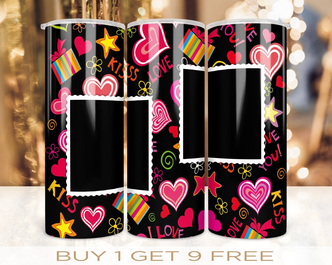 20 Oz Skinny Photo Frame Tumbler Wrap Valentine's Day Love Design