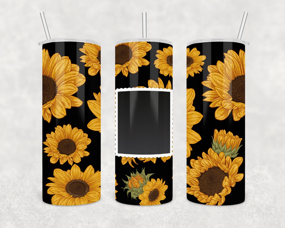 20 Oz Skinny Photo Frame Tumbler Wrap Sunflowers Design Etsy
