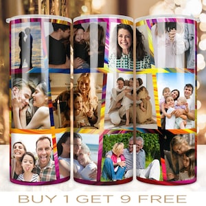 12 Foto Tumbler Wrap 20 Unzen Skinny Collage Buntes Design PNG Digital Download