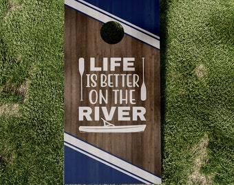 River Life Cornhole Board Decals