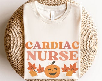 Fall Cardiac Nurse Shirt, Pumpkin Cardiac Nurse TShirt, Cardiac RN Tee, Spooky Nurse shirt Halloween CVICU Nurse Shirt, Cardiology Halloween