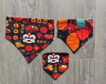 Bandana per cani per il capodanno lunare (sopra il collare)