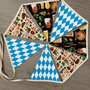Oktoberfest Fabric Bunting: Bavarian Flags & Beer Decor