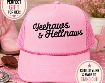 Gorra de camionero rosa Yeehaws & Hellnaws / Gorra vaquera western atrevida